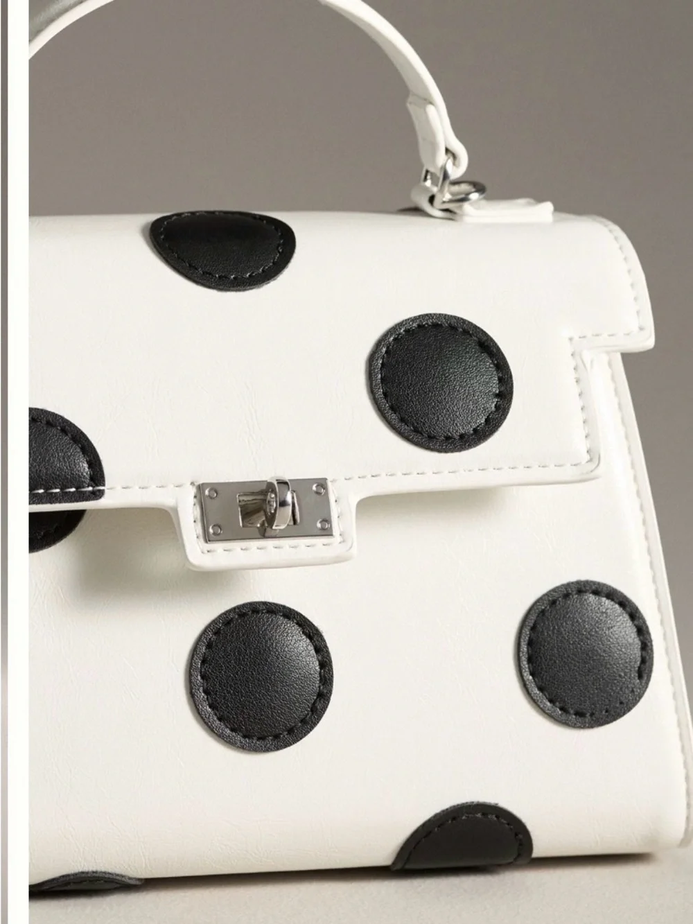 NWT Anthropologie Mellie Bianco Satchel with Black Polka Dots